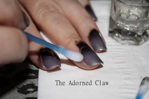 Use a cotton bud to remove most of the polish