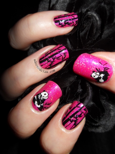 Pink Panda Nail art