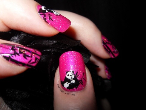Pink panda and Bamboo Nails