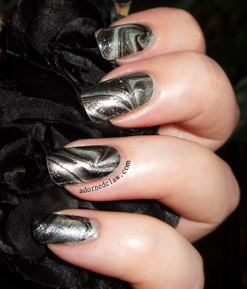 Black and silver water marble
