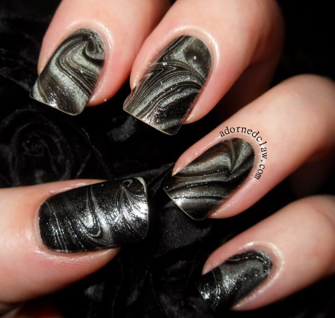 Black and silver water marble