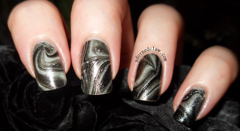 Black and silver water marble