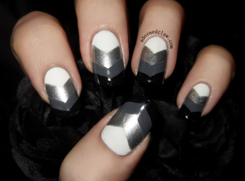 Black White Silver Grey Chevron Nail Art Black White Silver Grey Chevron Nail Art