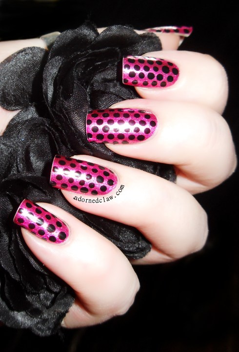 Color Club Hot like Lava With Orly Liquid Vinyl dots.