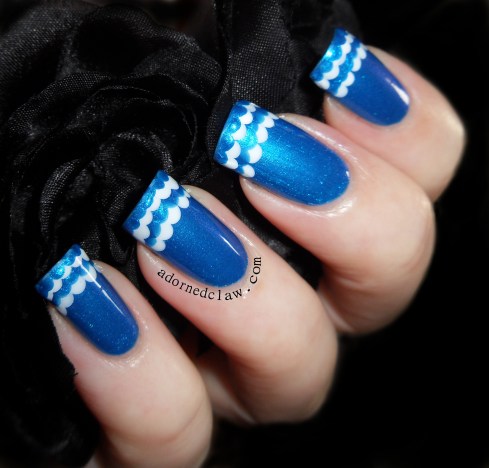 Blue Ruffle Nail Art