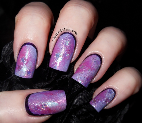 Purple Pastel Galaxy Ruffian Nail Art