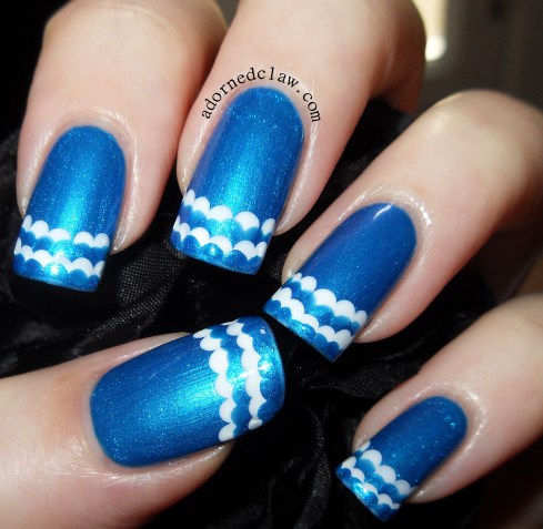Blue Ruffle Nail Art