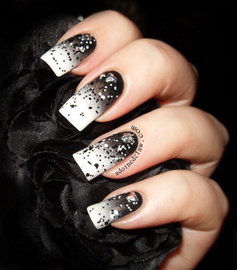 Black and White Gradient Nail Art
