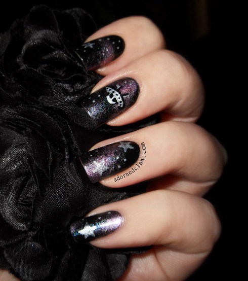 Purple Holographic Galaxy Nails