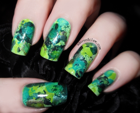 Green Splatter Nails