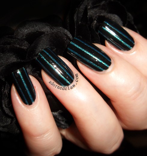 Black and Green Striped Nails Filthy Gorgeous Twilight Color Club Kissy