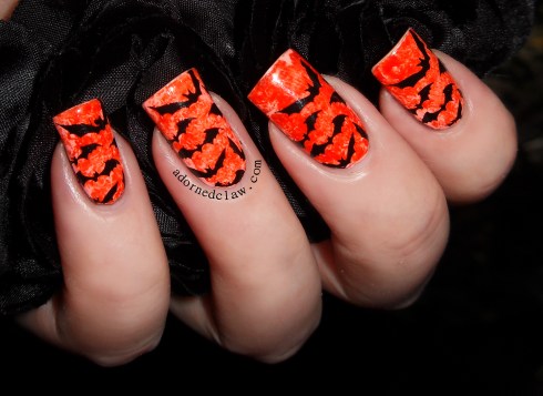 China Glaze Roguish Red over Color Club East Austin