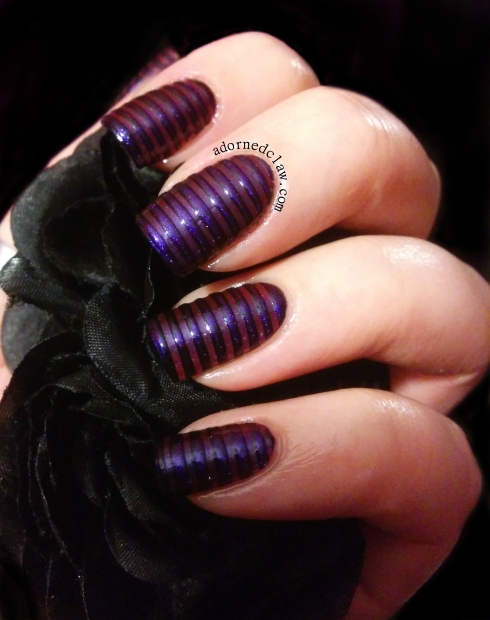 Striped Purple Nails