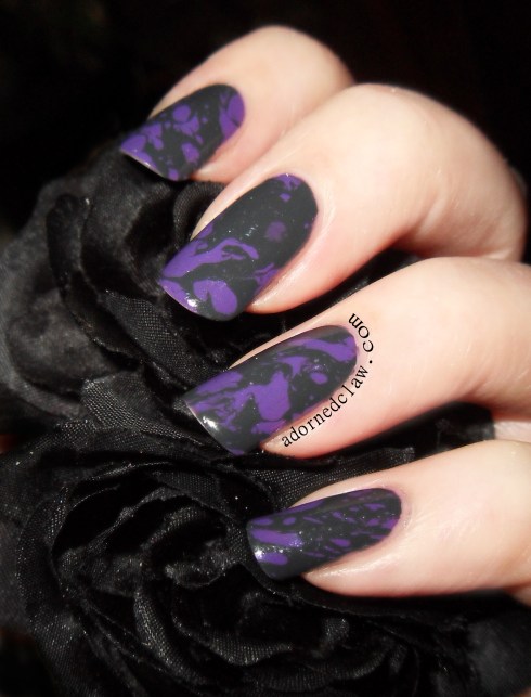 Grey and purple water spot manicure