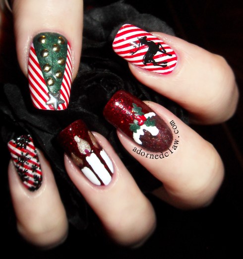 Christmas Nail tree pudding reindeer candles