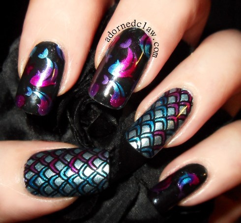 tropical fish leadlight nail art