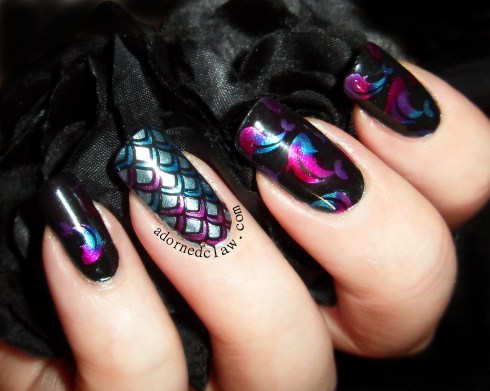 tropical fish leadlight nail art