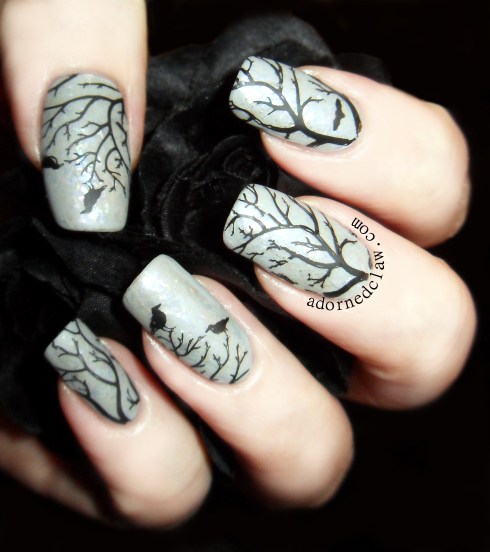 Winter Tree Nail Art