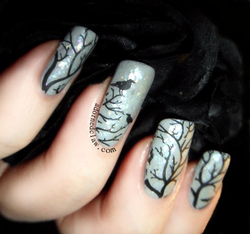 Winter Tree Nail Art