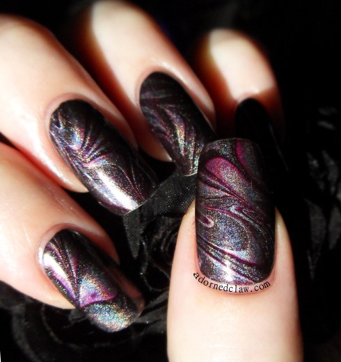 Holographic Watermarble China Glaze Get Outta My Space and OPI Lincoln Park After Dark.