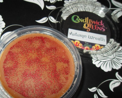 candlewick green wax tart melt autumn wreath