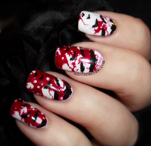 Bloody Bats Halloween Nail Art