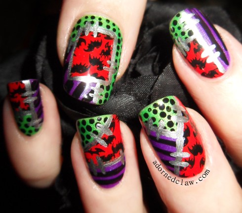 halloween patchwork nail art