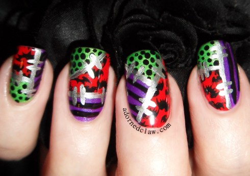 halloween patchwork nail art