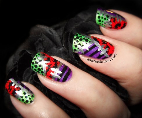 halloween patchwork nail art