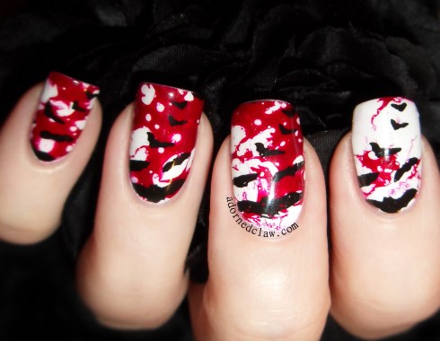 Bloody Bats Halloween Nail Art