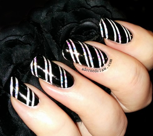 Black and White Candy Cane Nail Art
