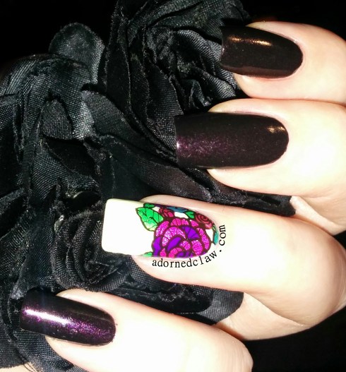 Lace Flowers Leadlight Nail Art