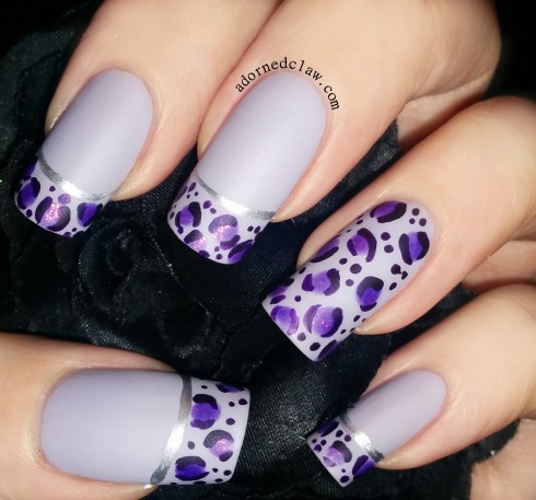 purple leopard print nail art