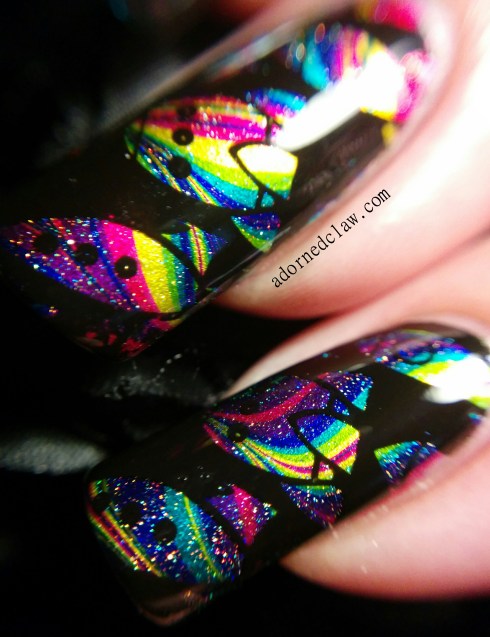 Rainbow Rocket Watermarble Nail Art