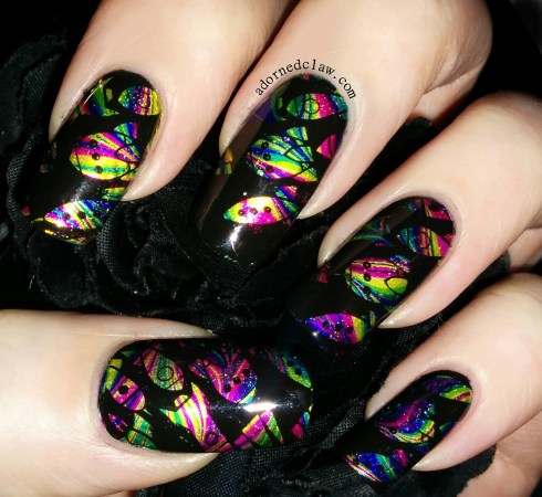 Rainbow Rocket Watermarble Nail Art