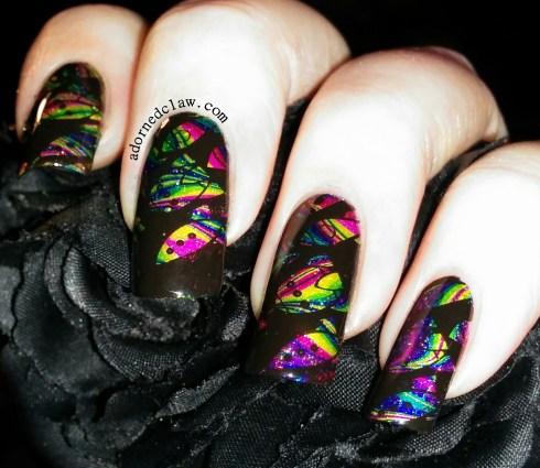 Rainbow Rocket Watermarble Nail Art