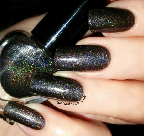 black silver holographic franken polish