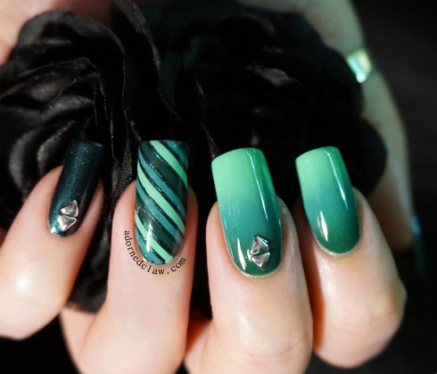 teal nail art