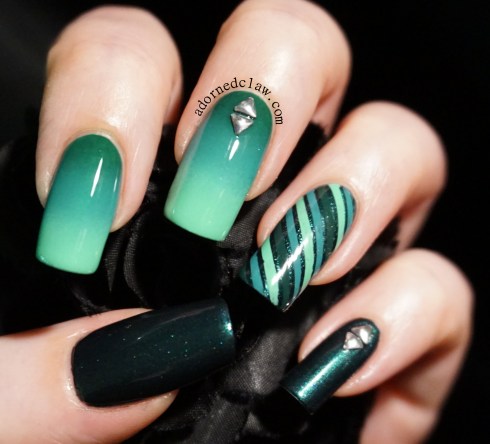 teal nail art