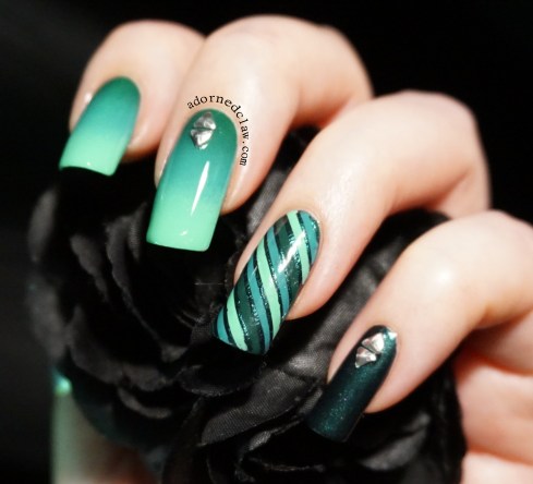 teal nail art