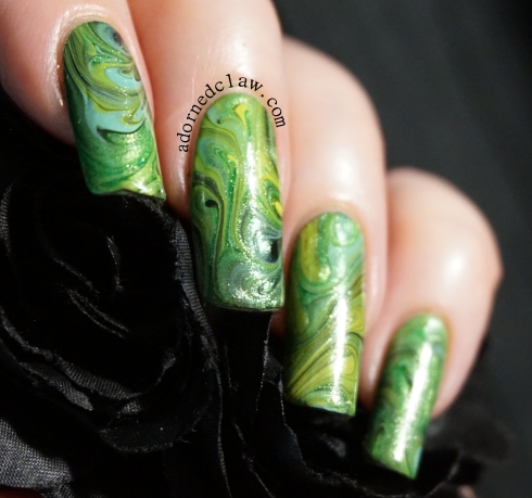 Green Dry Marble Nail Art